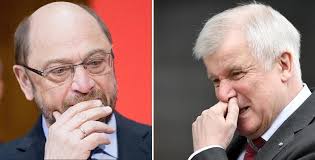 Мартин Шулц вляво и Хорст Зеехофер Водещи политически фигури в Германия се