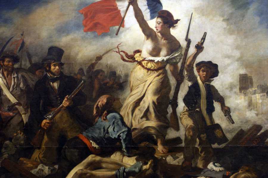 Свободата води народа Йожен Дьокроа 1830 г Снимка на картината на