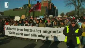 Снимка БНТПротестиращите изразиха солидарността си и призоваха белгийското правителство за