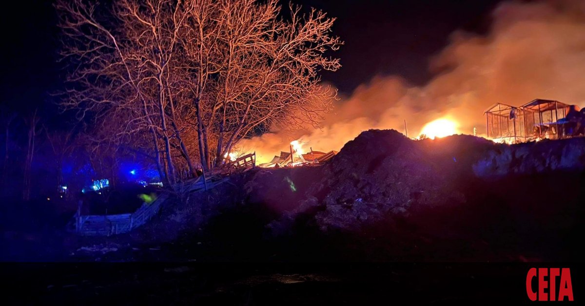Ферма със стотици животни изгоря в с. Шереметя край Велико