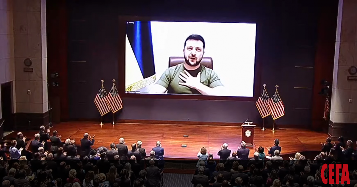 Във видеообръщение пред двете камари на американския Конгрес украинският президент
