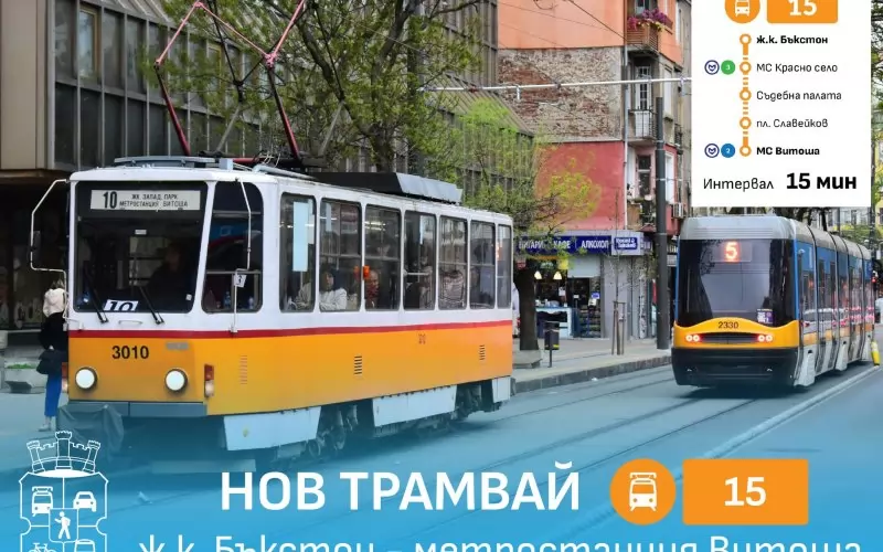 Новият трамвай №15 ще свързва "Бъкстон" с центъра и ще стига до МС "Витоша".