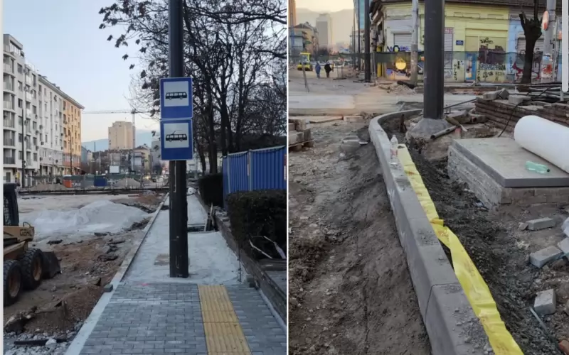 Оттук ще трябва да се блъскат пешеходците, дръзнали да ползват спирката на тролеите на новата "Опълченска".