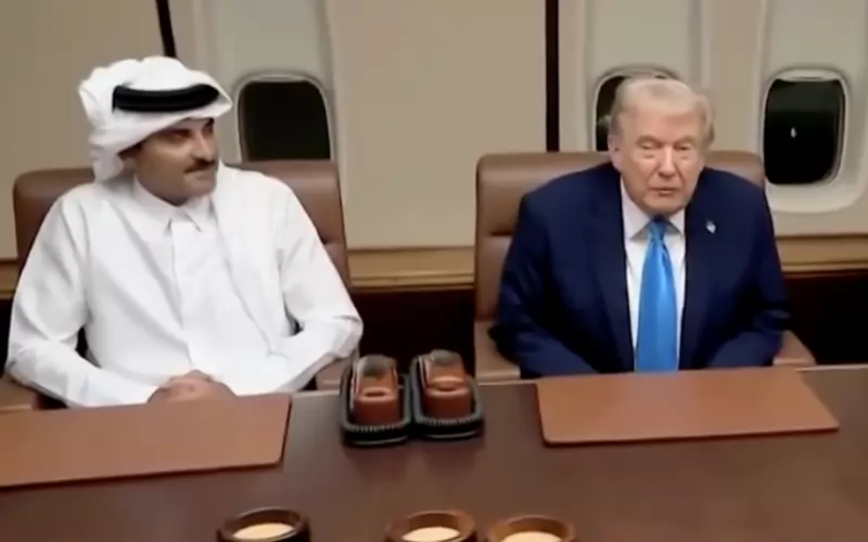 Преди да пристигне в Малайзия, Air Force 1 спря за да зареди в Катар и Тръмп проведе на борда на самолета си разговори с емира на Катар