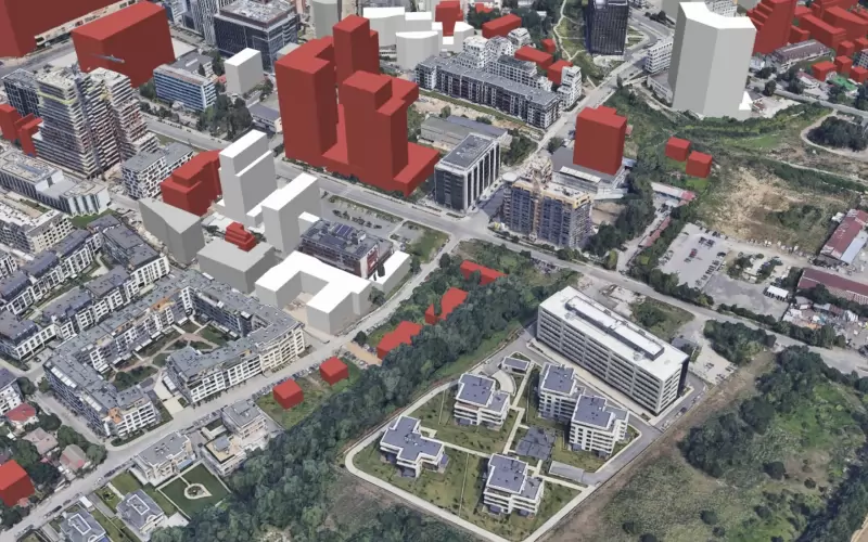 Визуализация на Боян Юруков - спорното строителство е в зелената площ.