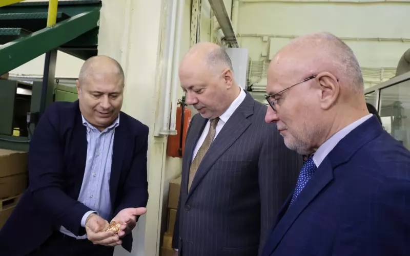 Премиерът и шефът на БНБ проверяват как върви сеченeто на българските евромонети. 