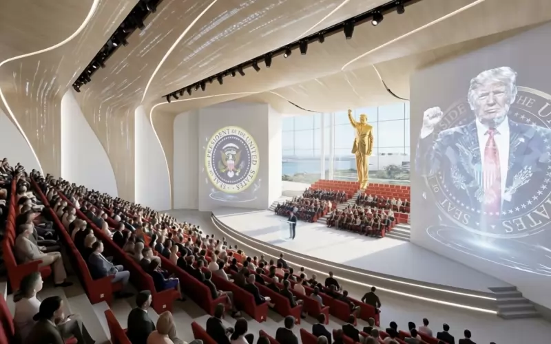 В библиотеката ще има амфитеатър с гигантска златна статуя на Доналд Тръмп