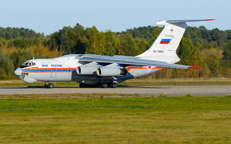 Противопожарният Ил-76ТДП, който прелетя над България.
