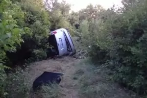 Кола излетя от пътя заради коне на платното