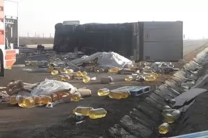 Тир с олио се преобърна на магистрала ''Хемус''