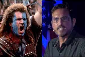 Джим Кавийзъл изпълни емблематичния боен призив на Мел Гибсън от