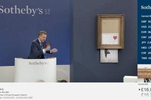 Частично унищожена картина известна като  Момиче с балон от художника Банкси беше