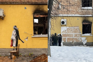 Графит на анонимния британски художник който работи под псевдонима Банкси