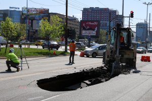 Пътното платно в столичния квартал Младост 1 в района на