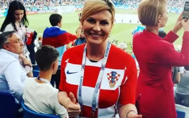  Хърватската президентка в Калининград на мача Хърватия-Дания