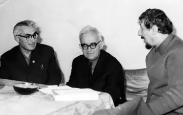 Александър Муратов, Атанас Далчев и Радой Ралин (отляво надясно).