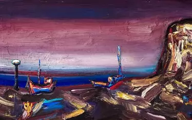  Георги Баев (1924 – 2007), "Море", 1988, маслени бои, фазер.
