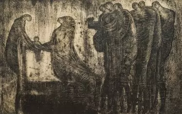 Димитър Казаков-Нерон, "Майчинство", 1966, гравюра, хартия.
