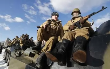  Възстановка на  изтеглянето на "ограничения контингент" на Червената армия от Афганистан на 15 февруари 1989 г.