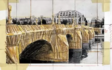  Скица за проекта опаковането на "Пон Ньоф". Артистите продават скиците, за да финансират проектите си.