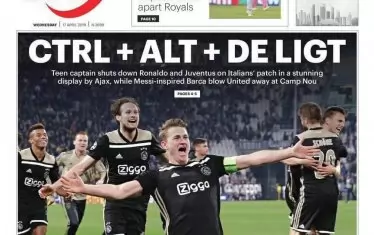 Дубайското спортно издание "Спорт 360" публикува едно от най-находчивите заглавия, обобщаващи триумфа на "Аякс" в Торино. По аналогия с компютърната команда Ctrl+Alt+Del, рестартираща системата, авторът е използвал фамилията на холандския капитан и автор на победния гол Де Лихт.