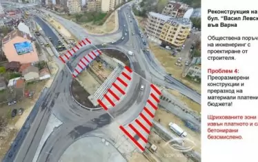 Щрихованите зони са извън платното и са бетонирани безсмислено