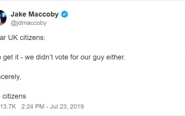 Скъпи британски граждани, 
напълно ви разбираме. 
Предано ваши: американските граждани.