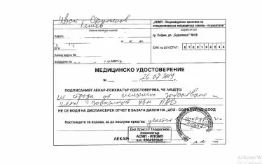  И медицинското свидетелство, че е психически здрав.
