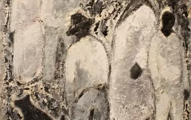 В композициите си художникът често използва пестеливо палитрата и залага на фактурата.