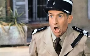  Главният герой Людовик Крюшо (Луи дьо Фюнес) предава на своите колеги знанията си по английски. От урока му те запомнят една фраза: "My flowers are beautiful" (Моите цветя са хубави), чрез която се оправят във взаимоотношенията с американците.