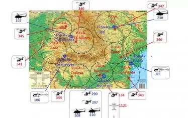 Схема на действието на въздушния медицински отряд на Румъния