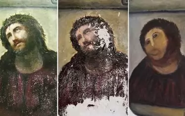 През 2012 г. испанска пенсионерка направи неуспешен опит да реставрира фреска от 1890 г. и си спечели огромна медийна и интернет популярност. 