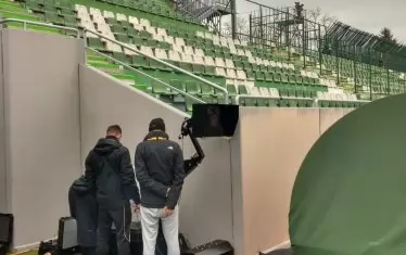  Момент от монтирането на технологията VAR за мача "Лудогорец" - "Интер".