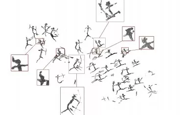 Бойна сцена от скалния заслон Les Dogues изобразява 29 воини, разделени на два срещуположни лагера.  Някои лични орнаменти и анатомичните пропорции служат за разграничаване на противниковите групи.