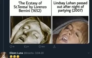 Бернини, “Екстазът на Св. Тереза”, 1652/ Линдзи Лоън след купон, 2007