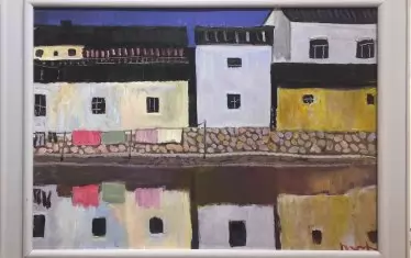  От изложбата на Вихрони Попнеделев в галерия „Контраст”. 