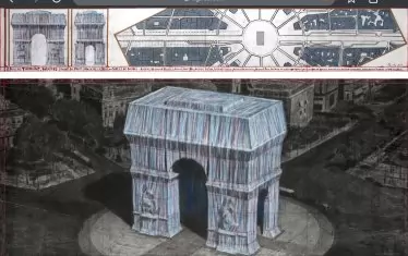  Още един ръчно дорисуван проект за Опакованата Триумфална арка в Париж, от друга гледна точка. 