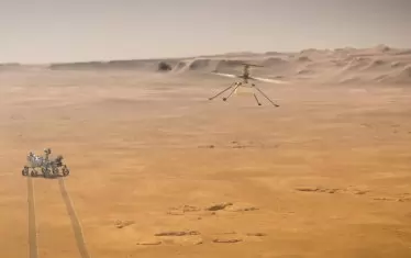  Марсоходът и марсианският хеликоптер