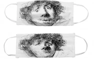  Маски с автопортрет на Рембранд от Рийксмузеум, Амстердам.
