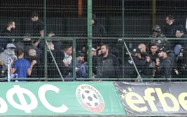  Момент от боя в сектора с феновете на "Левски".