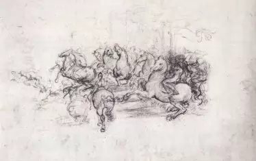 Подготвителна рисунка на Леонардо. 