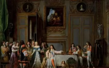  Картината „Молиер, поканен на трапезата  на краля Слънце“.