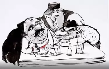 Илюстрация на Чавдар Николов към „Бай Ганьо“.