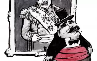 Илюстрация на Чавдар Николов към „Бай Ганьо“.