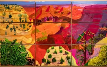  Дейвид Хокни, „Големият каньон“ акрил/9 платна, 1998 г. 
