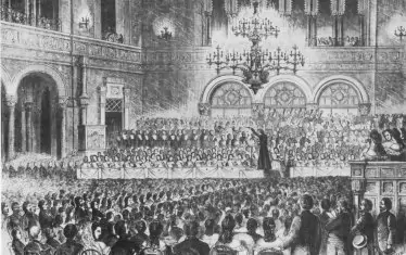 Лист дирижира благотворителен концерт за жертвите на наводнение в Пеща през 1839 г.