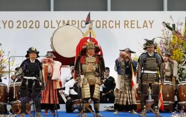 В церемонията във Фукушима участваха членове на конната асоциация Шинехаго.