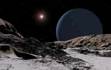 Уран, гледан от своята луна Ариел, е на 2.88 млрд. км от звездата.