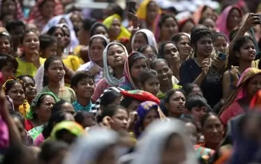 Предизборна среща на управляващата партия Бхаратия Джаната на премиера Моди - няма нито една маска.