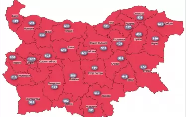 Новорегистрирани случаи на 100 000 души население по области към 4 април